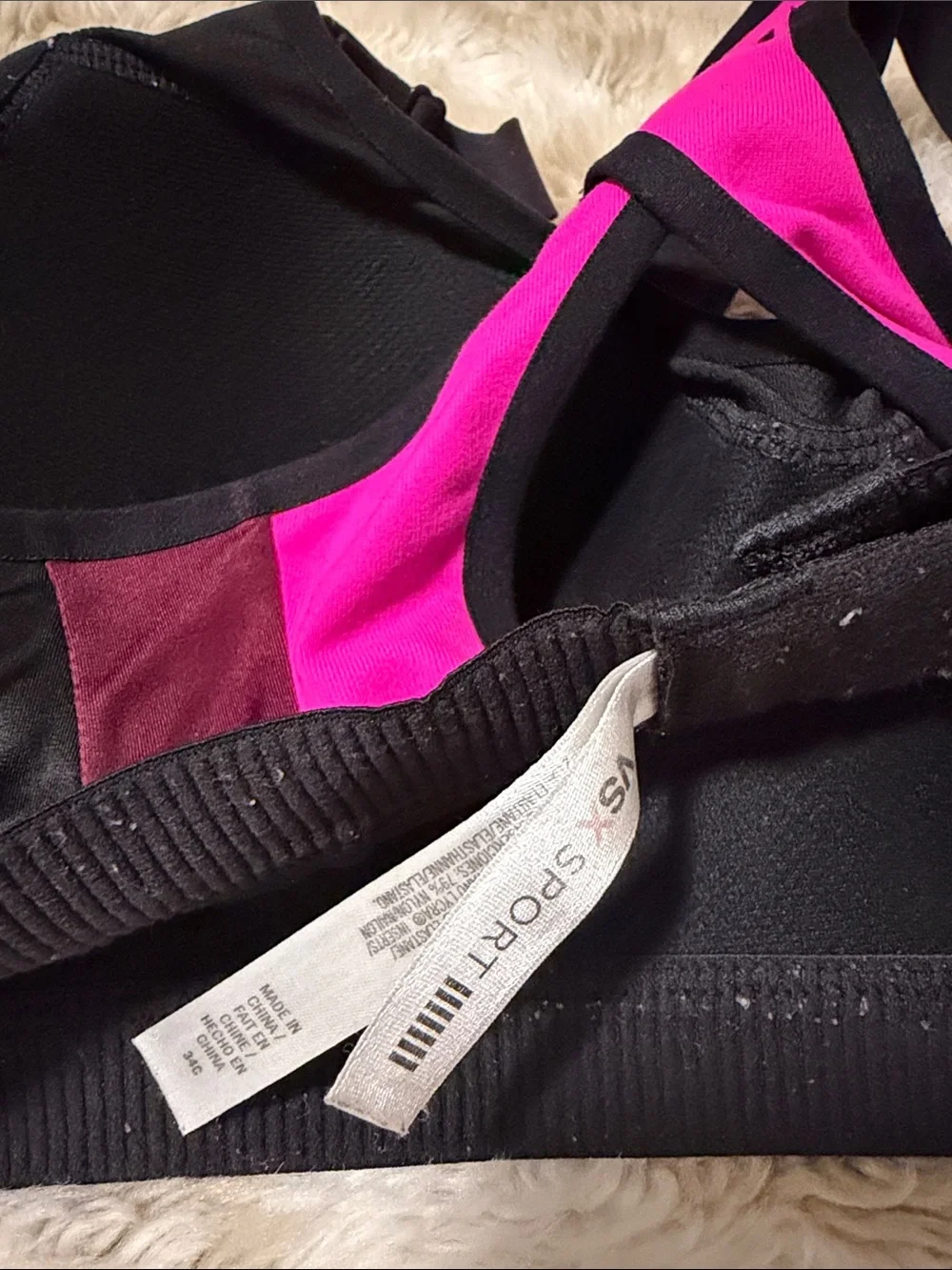 VSX Racerback High-Impact Sports Bra in Hot Pink & Black